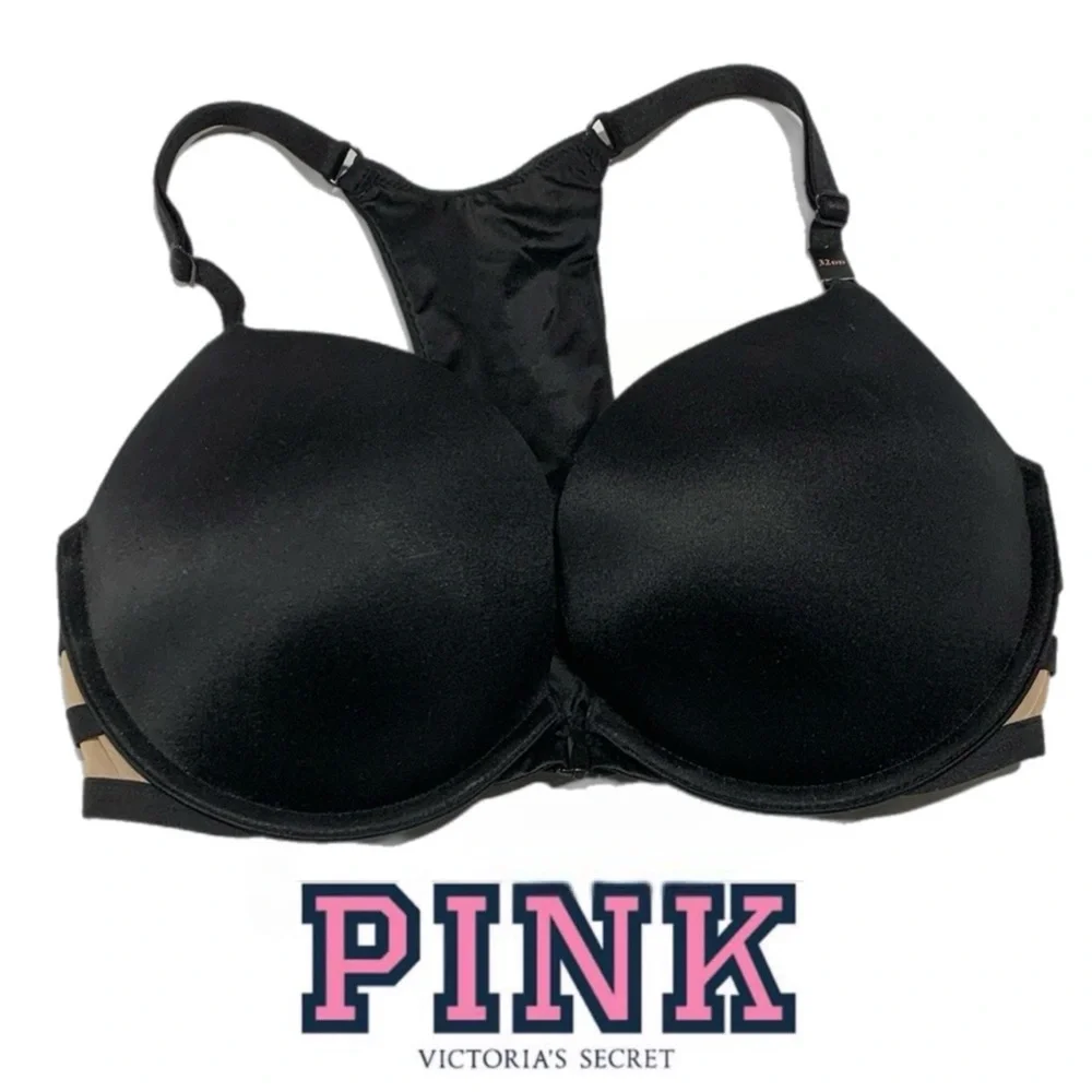 Victoria’s Secret - 32DD - 7138 -‎ Black Women's Racerback Bra w/ Nude